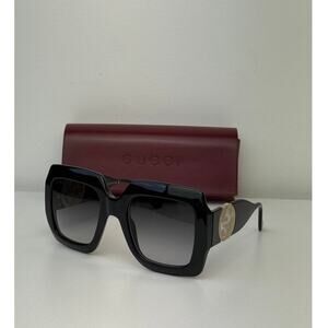 NEW Gucci GG1022S Black Oversized Logo Sunglasses